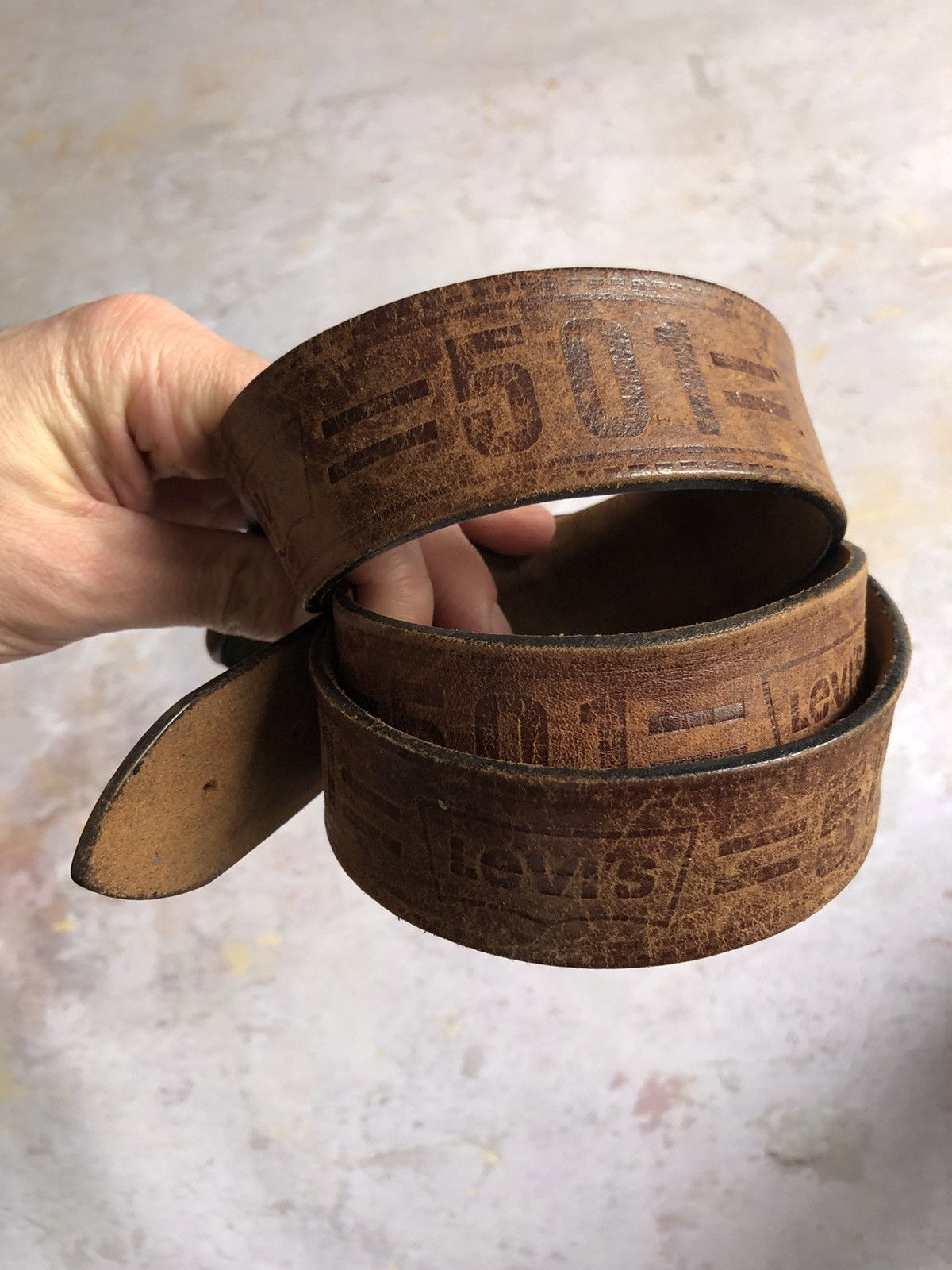 Levi's Vintage Levis 501 distressed belt Size 34 - 2 Thumbnail