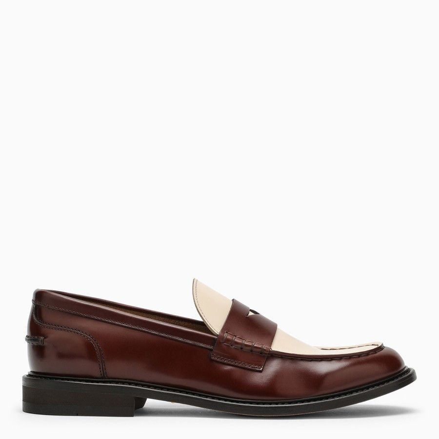 Doucal's o1d2blof0824 Leather Moccasin in Brown & Ivory Size US 7.5 / IT 37.5 - 2 Thumbnail