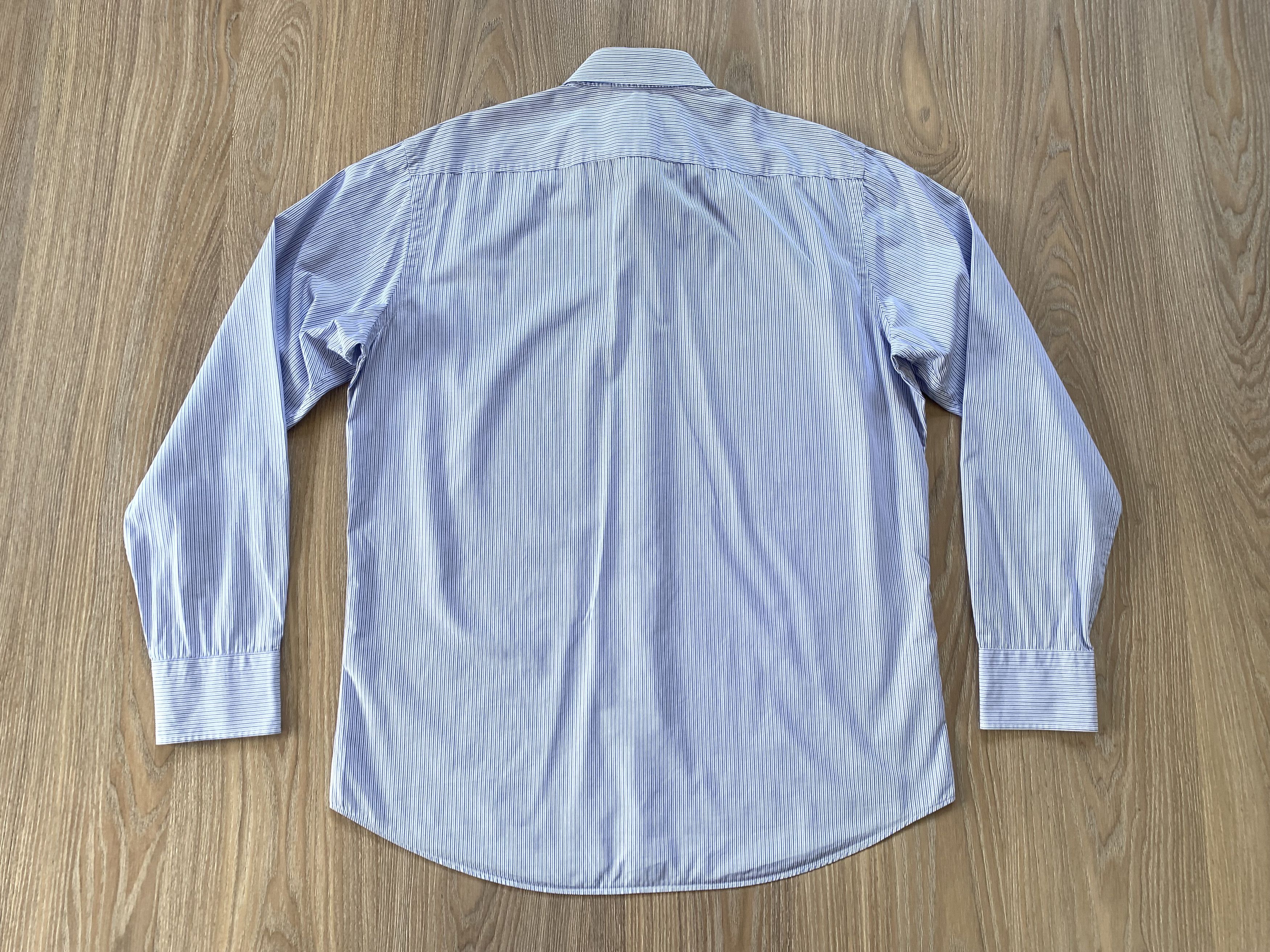 Hugo Boss Hugo Boss Light Blue Stripe Cotton Button Up Shirt Size US L / EU 52-54 / 3 - 3 Thumbnail