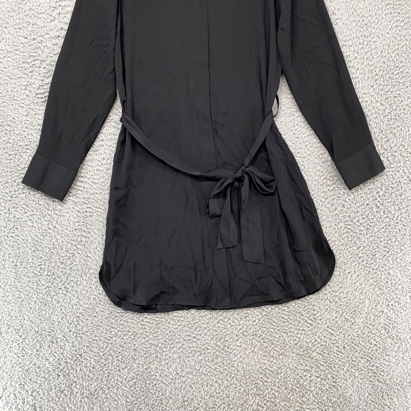 Quince Quince Silk Shirt Dress Womens M Black Belted Long Sleeve Office Work Shirt Dress Size M / US 6-8 / IT 42-44 - 2 Thumbnail