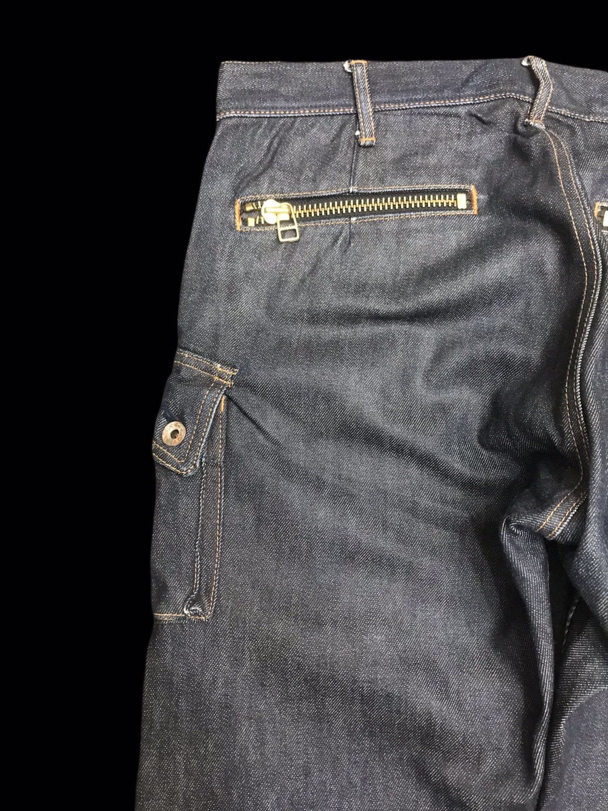 Japanese Brand 💥BIKER DENIM💥Raw SPELLBOUND Japan Sturdy Cargo Denim F208 Size US 35 - 11 Thumbnail