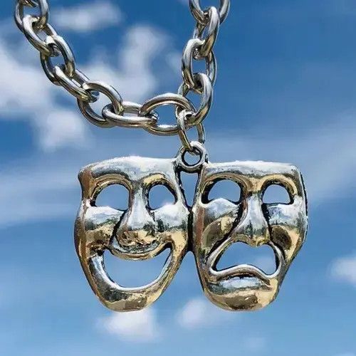 DFYNT Happy and Sad Drama Faces Pendant Necklace Size ONE SIZE - 2 Thumbnail