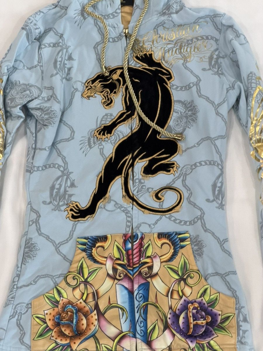 Christian Audigier Christian Audigier Rhinestone Jaguar Power Blue zip up. Size XS / US 0-2 / IT 36-38 - 3 Thumbnail