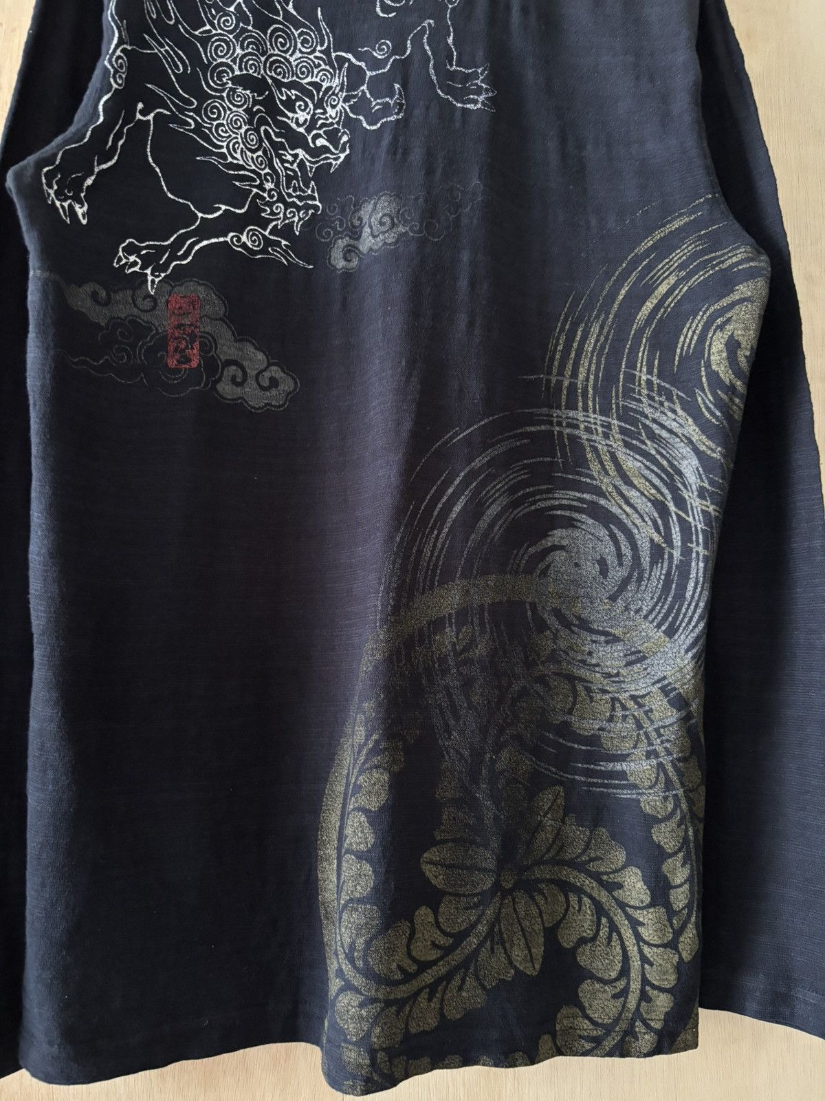 Karakuri Tamashii Japanese Souvenir Sukajan Fujin and Dragon Art Long Sleeve Size US L / EU 52-54 / 3 - 8 Thumbnail