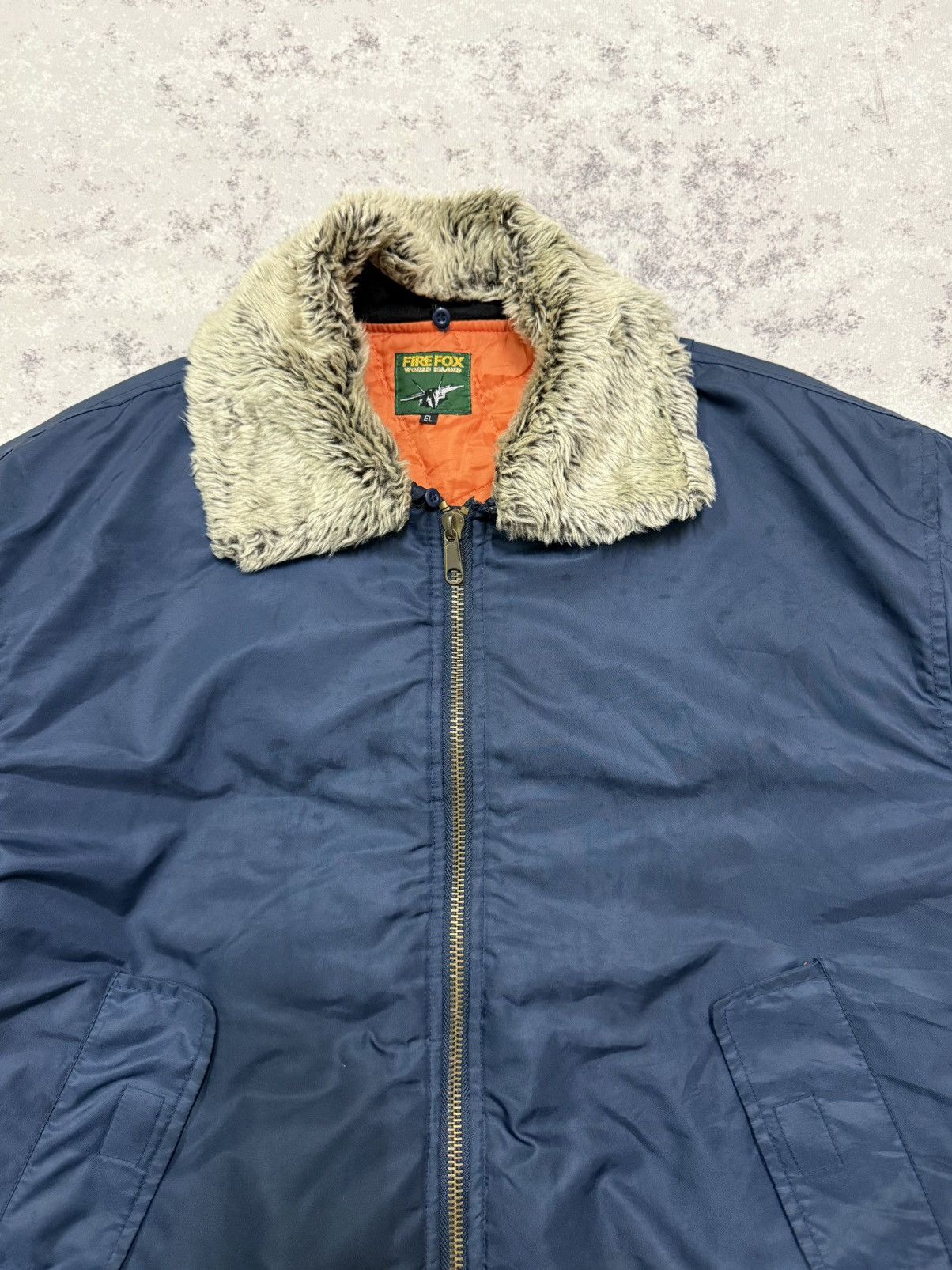 Vintage Fire fox world island faux fur bomber jacket Size US XL / EU 56 / 4 - 6 Thumbnail
