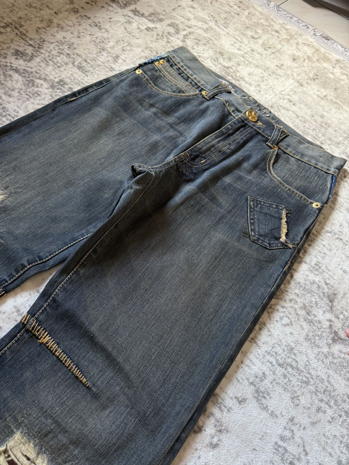 Japanese Brand Osaka Big Train Japan Over Stitch Boro Yakuza Jeans Size US 32 / EU 48 - 11 Thumbnail