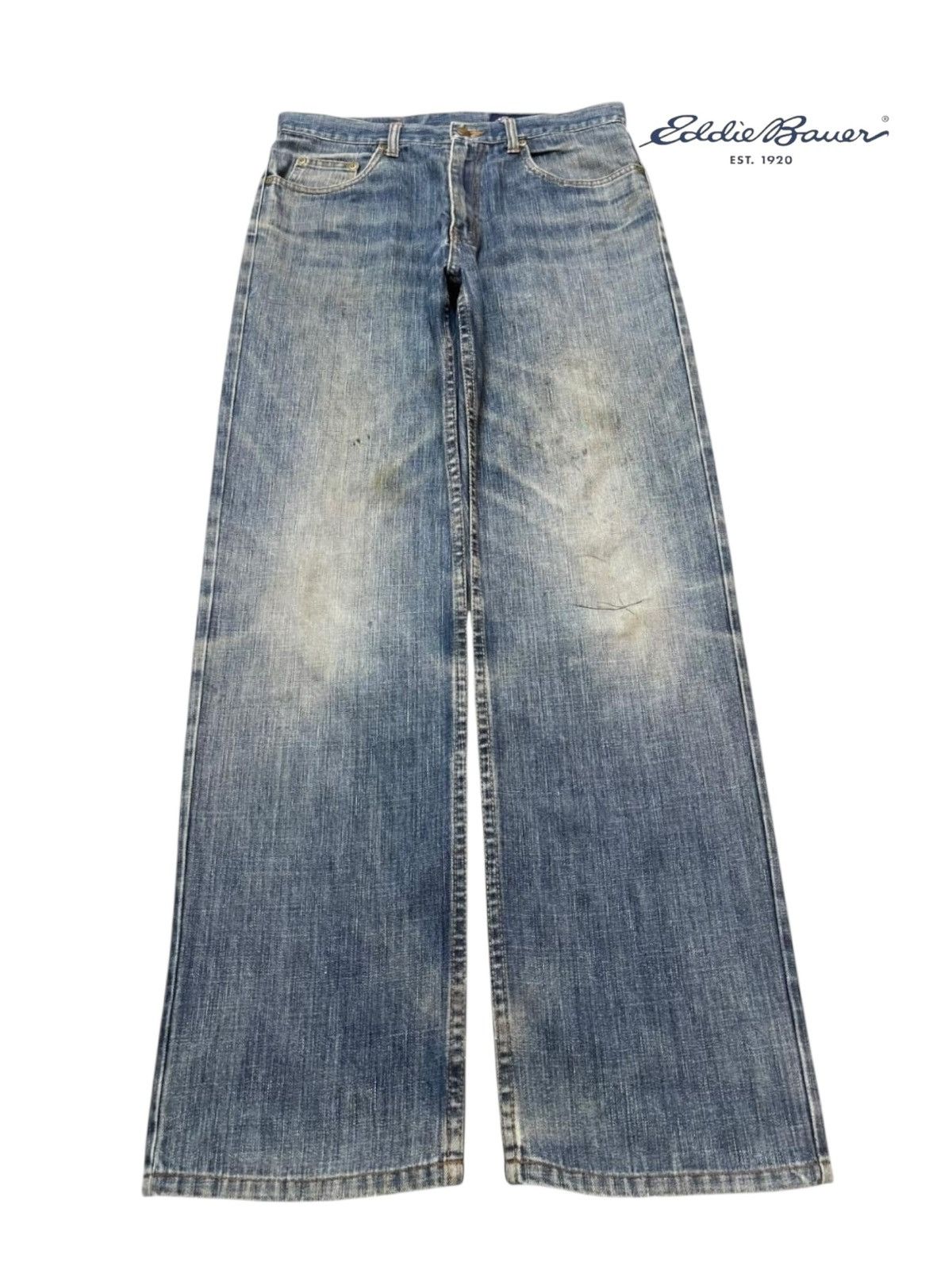 Eddie Bauer Vintage 90s Eddie Bauer Blue Faded Wash Wide Leg Baggy Jeans Size US 32 / EU 48 - 1 Thumbnail