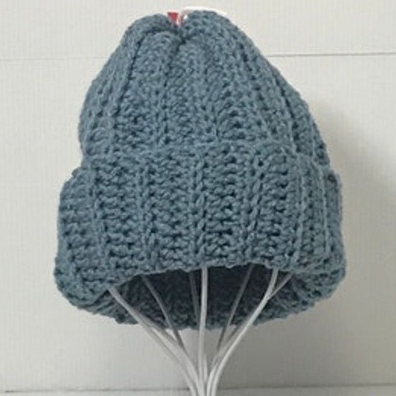 Handmade NWT Handmade Crocheted Blue Textured Beanie & Scarf 64” Size ONE SIZE - 3 Thumbnail