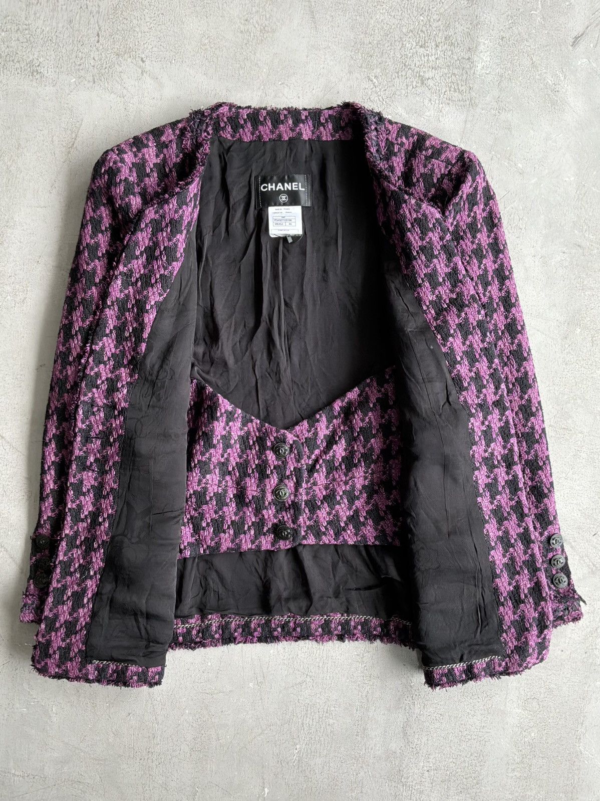 Chanel 2009 Chanel - Purple & Black Tweed Multipocket Tweed Blazer Size XL / US 12-14 / IT 48-50 - 2 Thumbnail