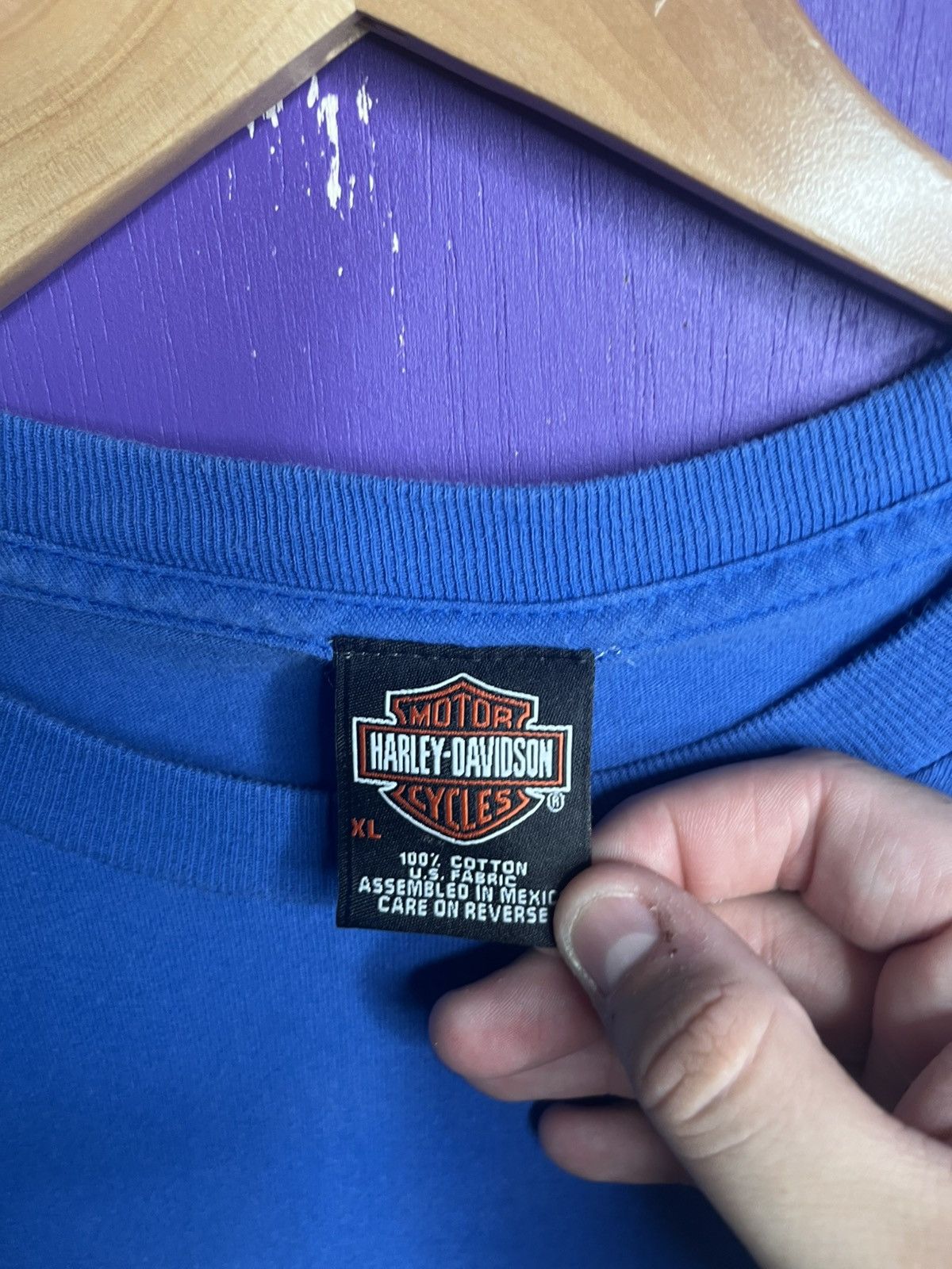 Harley Davidson × Vintage Vintage Harley Davidson flame sleeves blue long-sleeve Size US XL / EU 56 / 4 - 4 Thumbnail