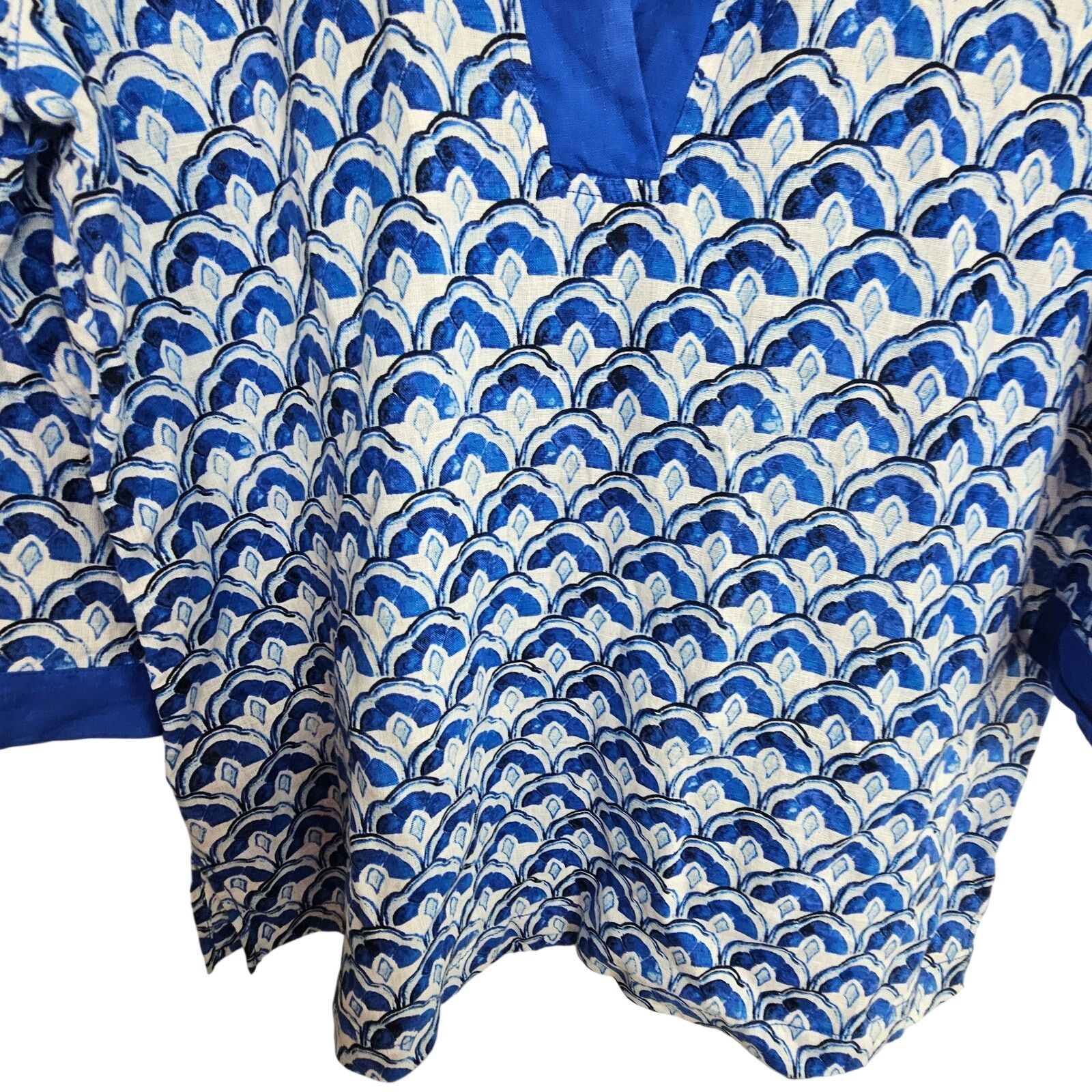 Signatures Sigrid Olsen Womens 100% Linen Tunic Sz L Geometric Coastal Size L / US 10 / IT 46 - 3 Thumbnail