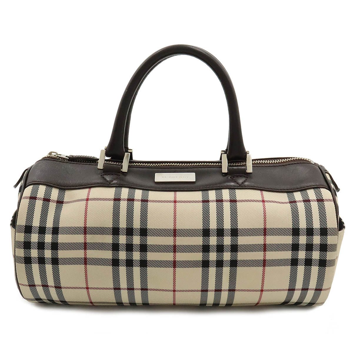 Burberry Burberry Burberry Nova Check Nylon Canvas Leather Handbag Mini Boston Canvas Handbag in Very Good Condition Size ONE SIZE - 1 Thumbnail