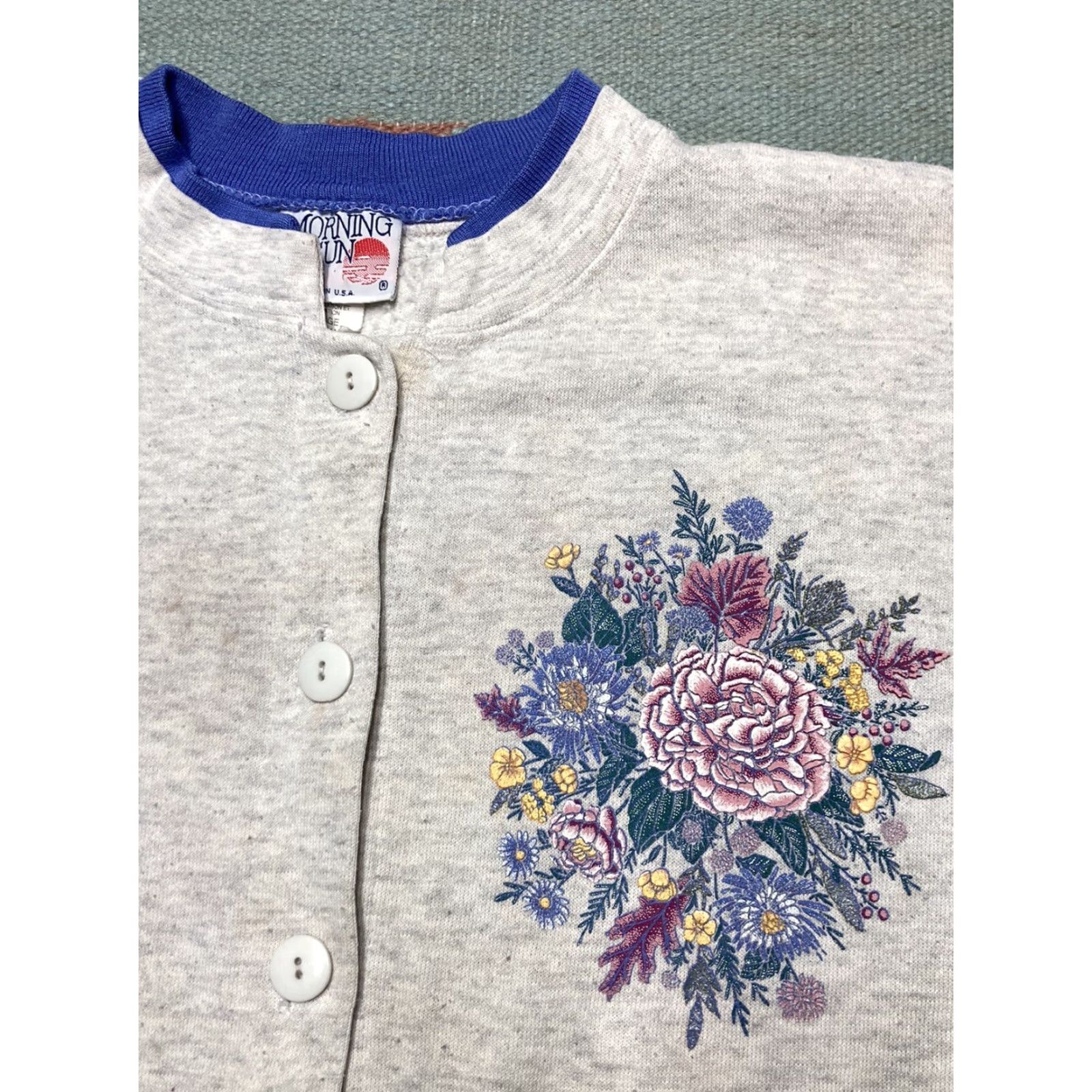 Sunflower VINTAGE Cardigan Sweater Button Flower Morning Sun Yellow XL Women Adults Size XL / US 12-14 / IT 48-50 - 4 Thumbnail