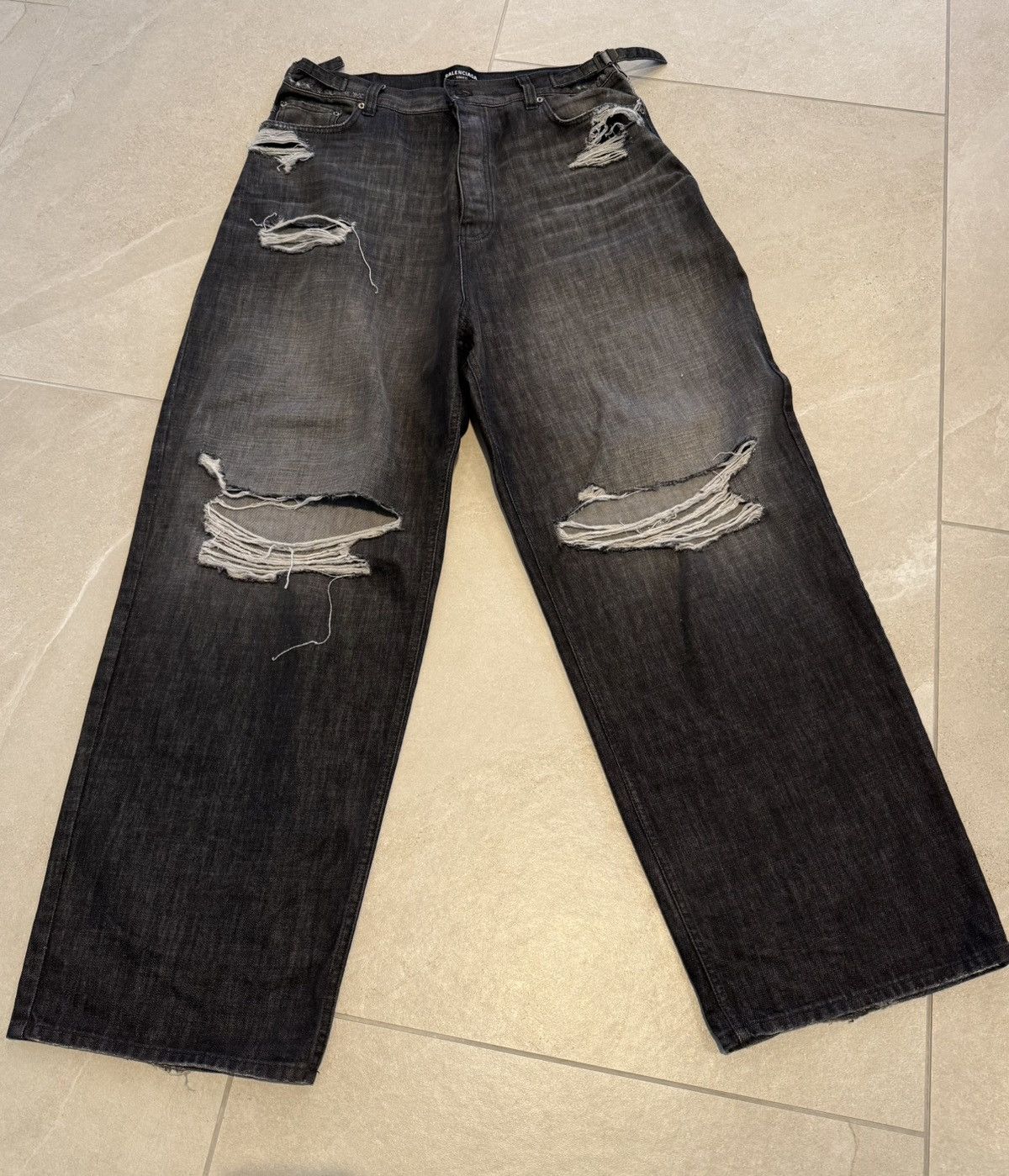 Balenciaga Balenciaga SS25 baggy drawstring denim black M