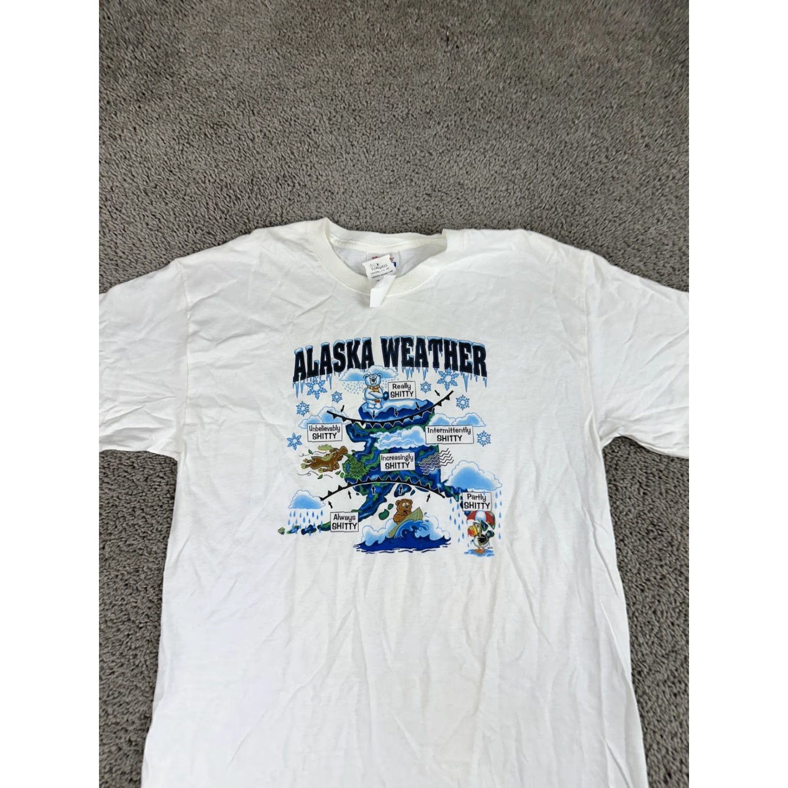 Hanes Hanes Comfort-T Alaska Weather Shirt Mens M White Graphic Tee Size US M / EU 48-50 / 2 - 3 Thumbnail