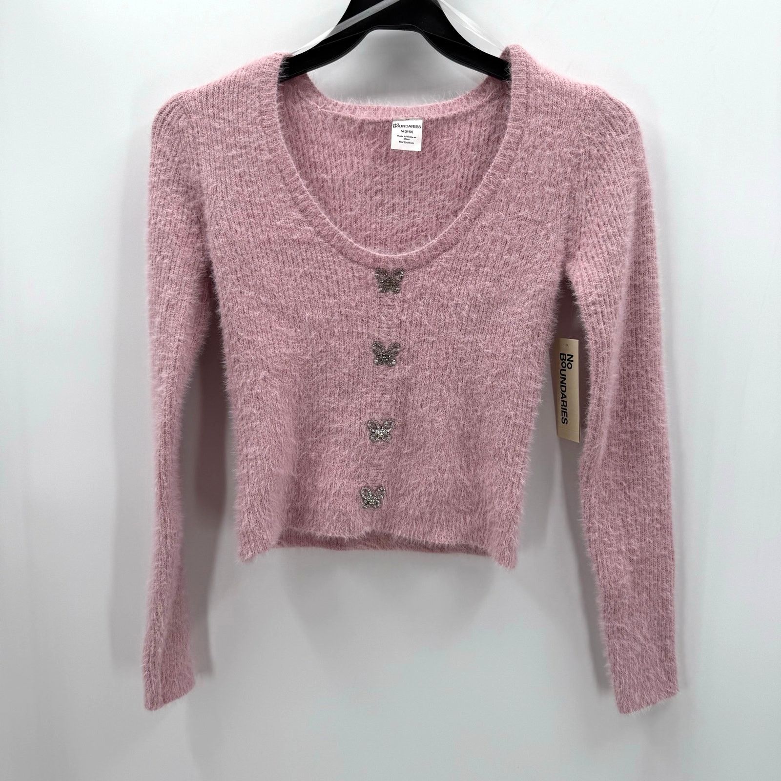 Other NWT No Boundaries Rhinestone Butterfly Cardigan Sweater Size M / US 6-8 / IT 42-44 - 1 Thumbnail