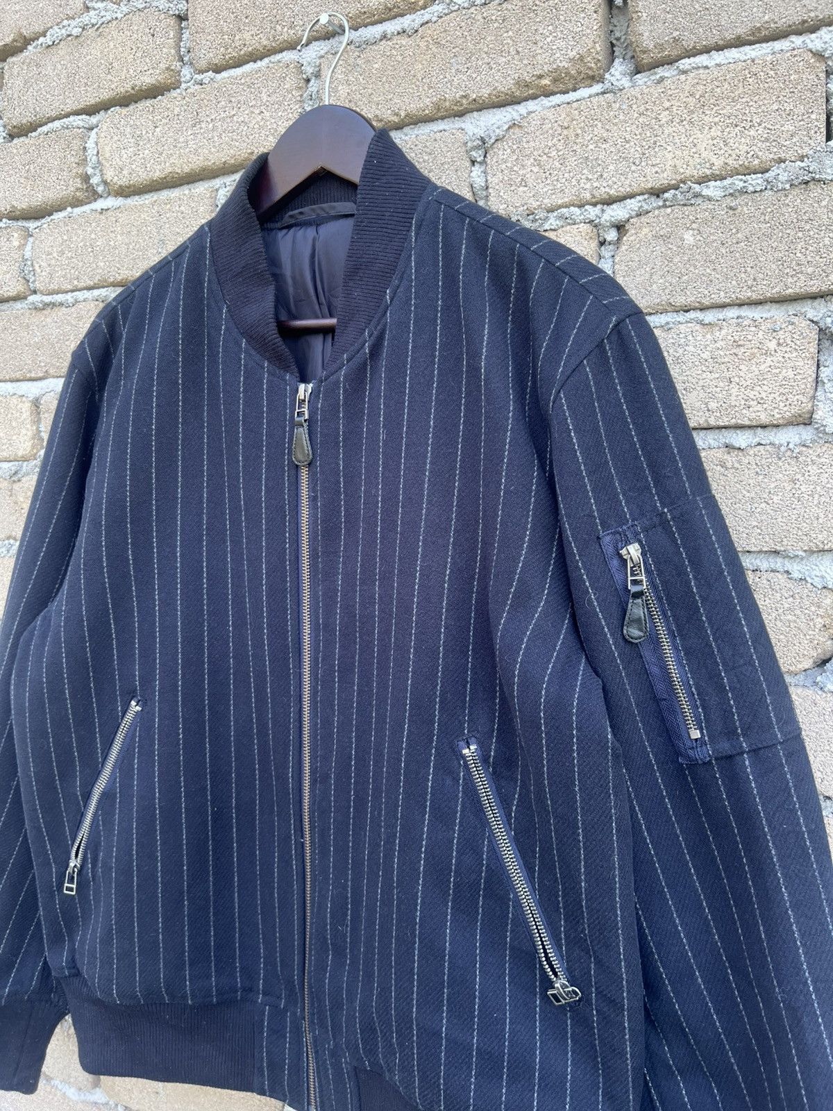 Japanese Brand Japanese Wool Stripe Bomber Style Jacket Size US L / EU 52-54 / 3 - 5 Thumbnail