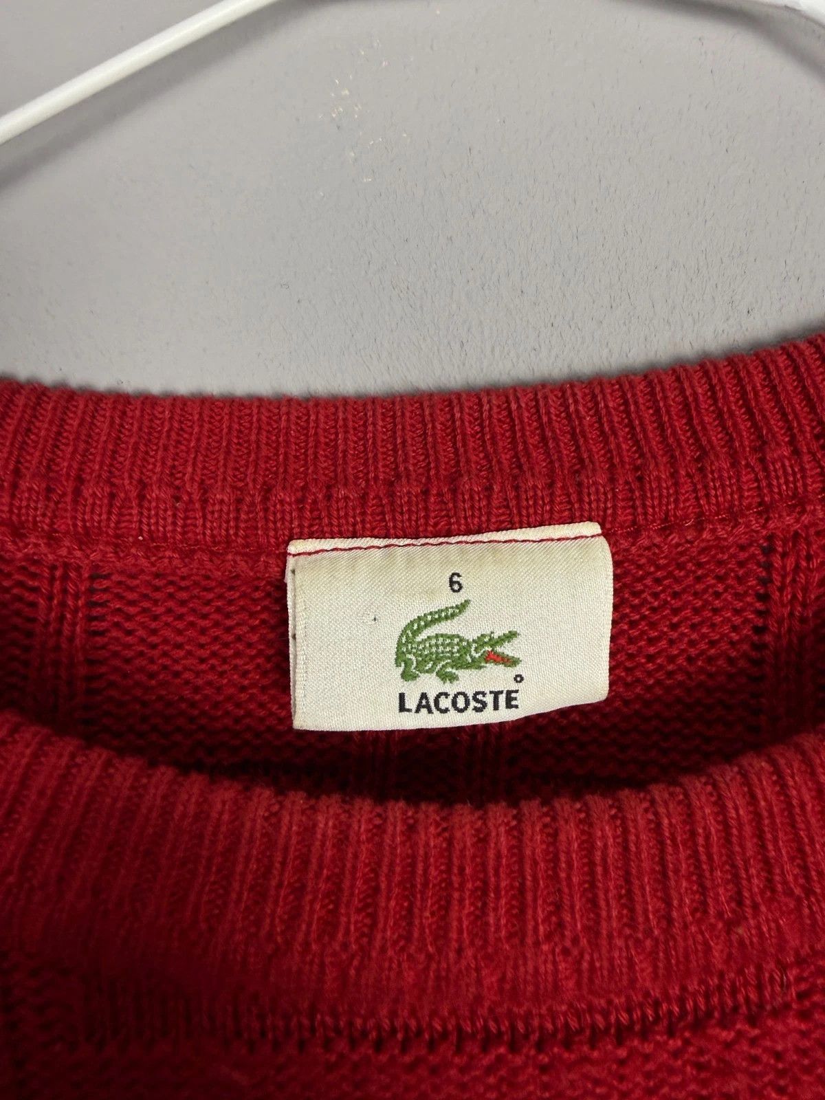 Lacoste Lacoste Red Knit Sweater Cotton Pullover Logo Classic Size US L / EU 52-54 / 3 - 3 Thumbnail