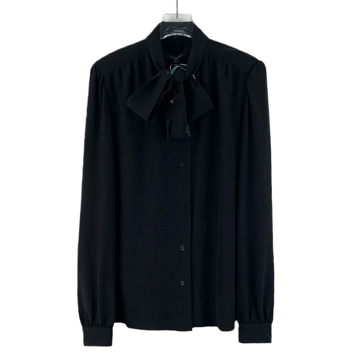 Louis Vuitton Louis Vuitton Black Silk Tie Bow Long Sleeve Shirt K26WX Size XS / US 0-2 / IT 36-38 - 1 Thumbnail