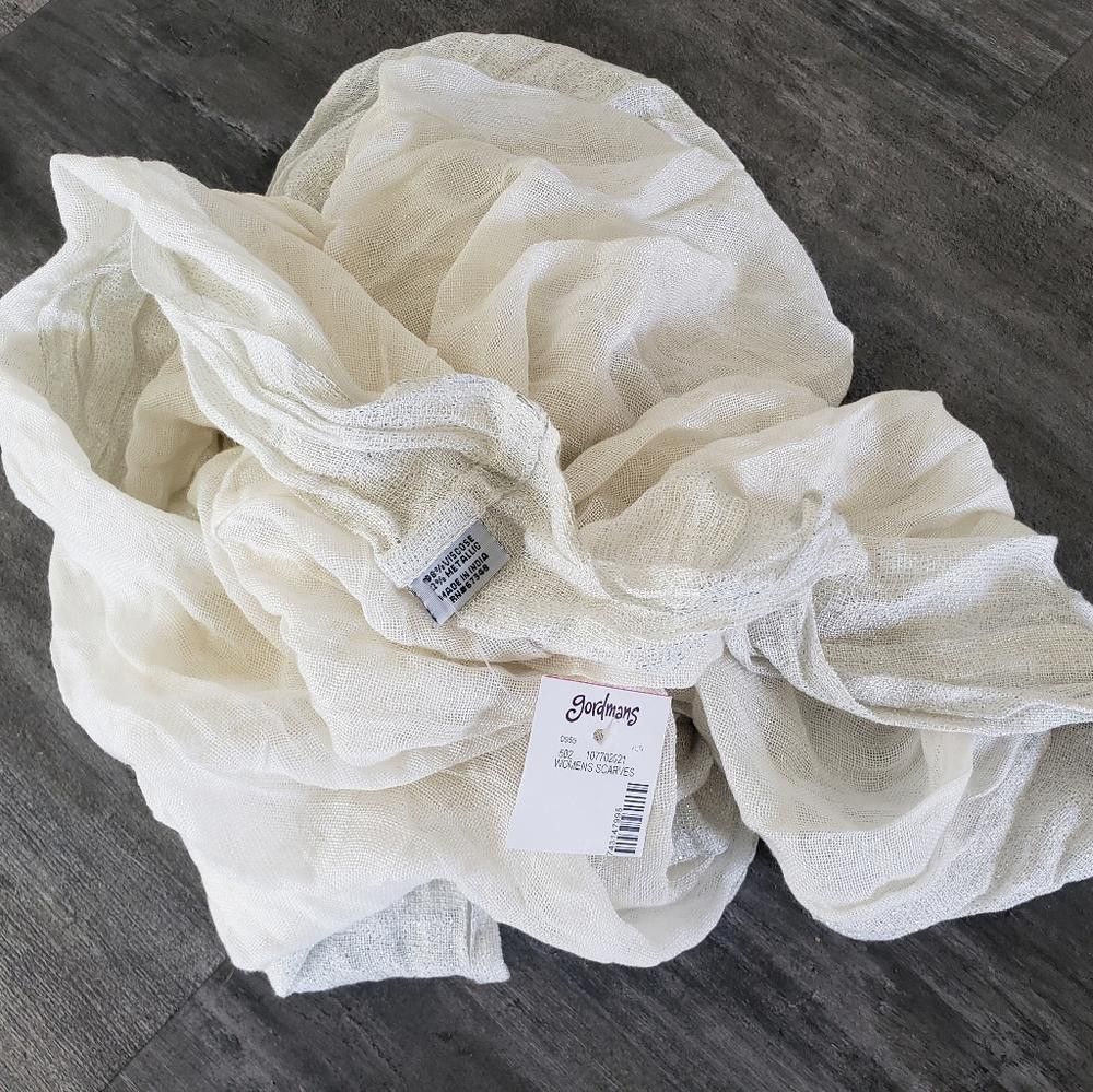 Designer Cream Silver Metallic Infinity Scarf Size ONE SIZE - 4 Thumbnail