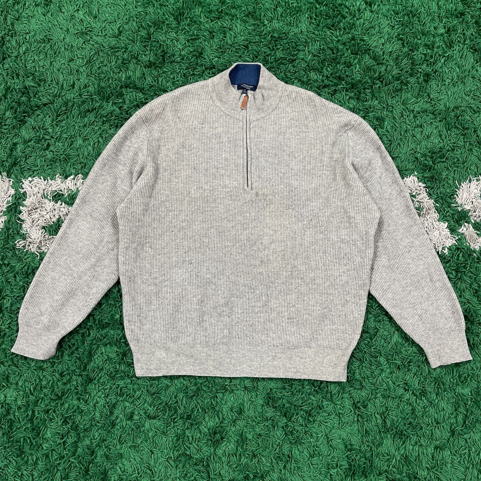 Burberry × Vintage BURBERRY London 100% Cashmere 1/4 Zip Pullover Sweater XL Size US XL / EU 56 / 4 - 1 Thumbnail