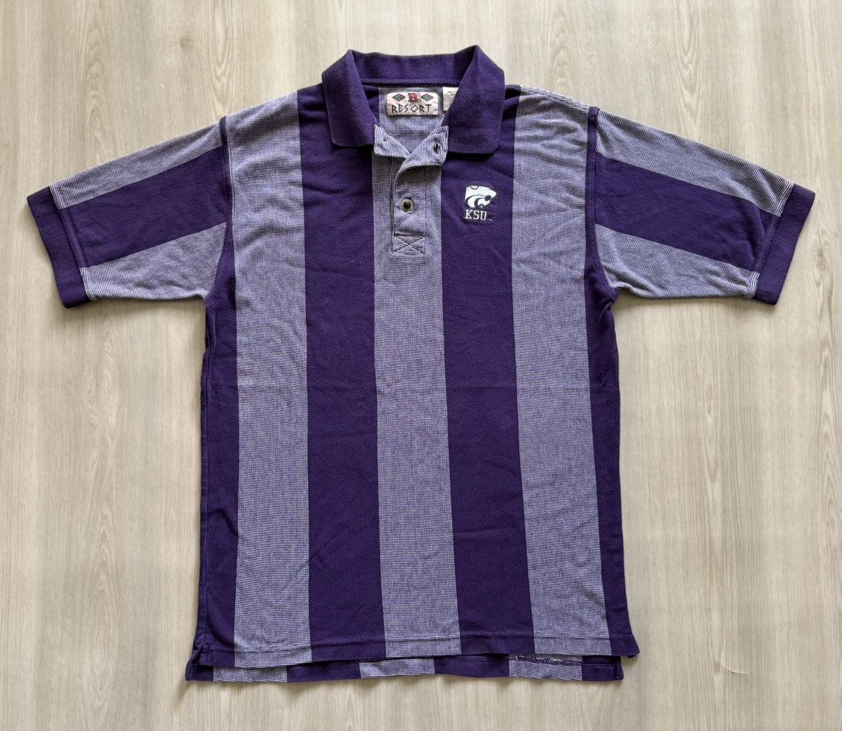 Vintage Vintage 90s Kansas Wildcats Striped Polo Sz M Size US M / EU 48-50 / 2 - 1 Thumbnail