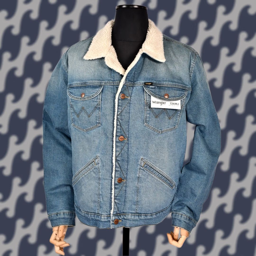 Wrangler WRANGLER 124MJ Men’s Sherpa Jacket Denim Western 2XL Blue Size US 39 - 1 Thumbnail