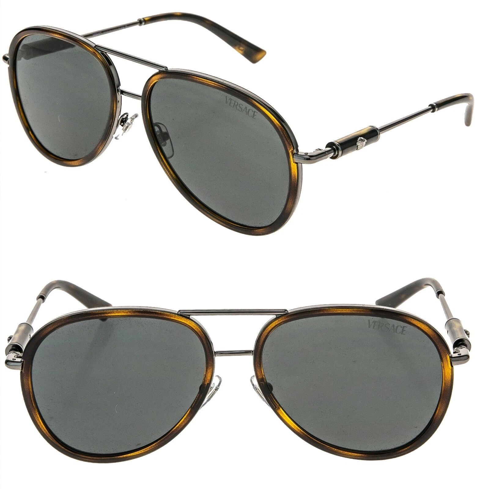 Versace Mod 2260 1002/87 Black Gold Aviator Pilot Authentic New Versace 2291 1002/87 Sunglasses - US main image 2
