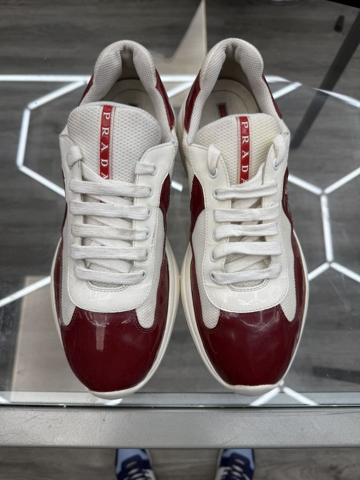 Prada Prada Cup Sneakers - Maroon/White Size US 10.5 / EU 43-44 - 2 Thumbnail