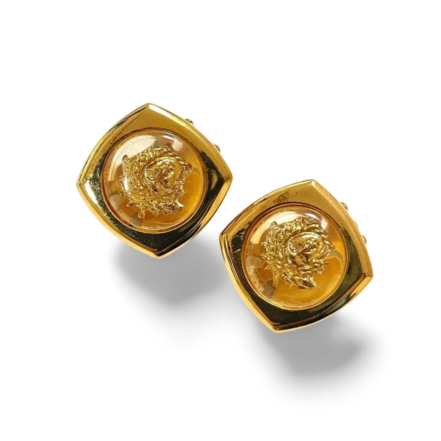 Versace Vintage Gianni Versace clear and gold tone medusa face motif Size ONE SIZE - 4 Thumbnail