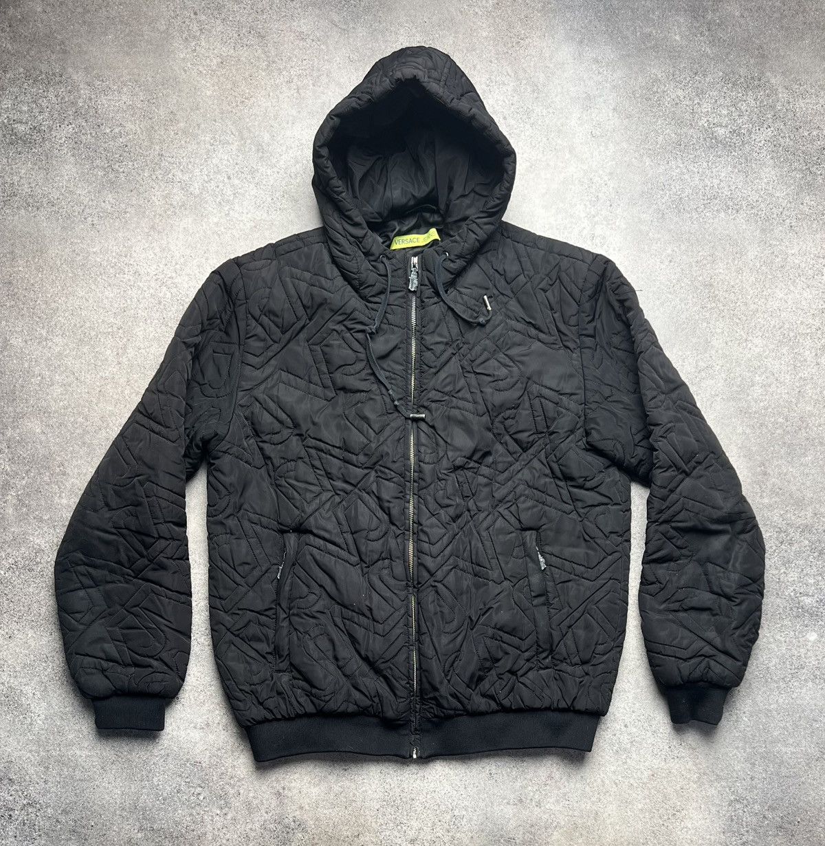 Versace Jeans monogram hooded bomber jacket