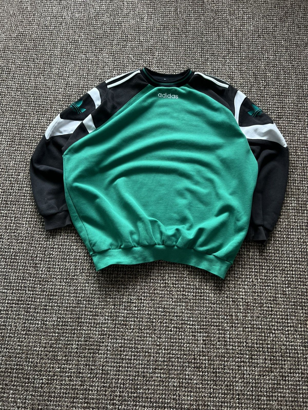 Adidas Adidas Rare Archive Panel Crewneck Y2K Vintage Green Black Size US XL / EU 56 / 4 - 2 Thumbnail
