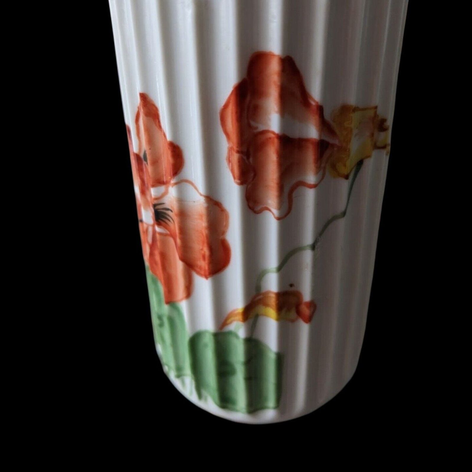 & Other Stories LYNGBY PORCELAIN HAND PAINTED FLORAL RIBBED VASE Signed Yolo Size ONE SIZE - 2 Thumbnail