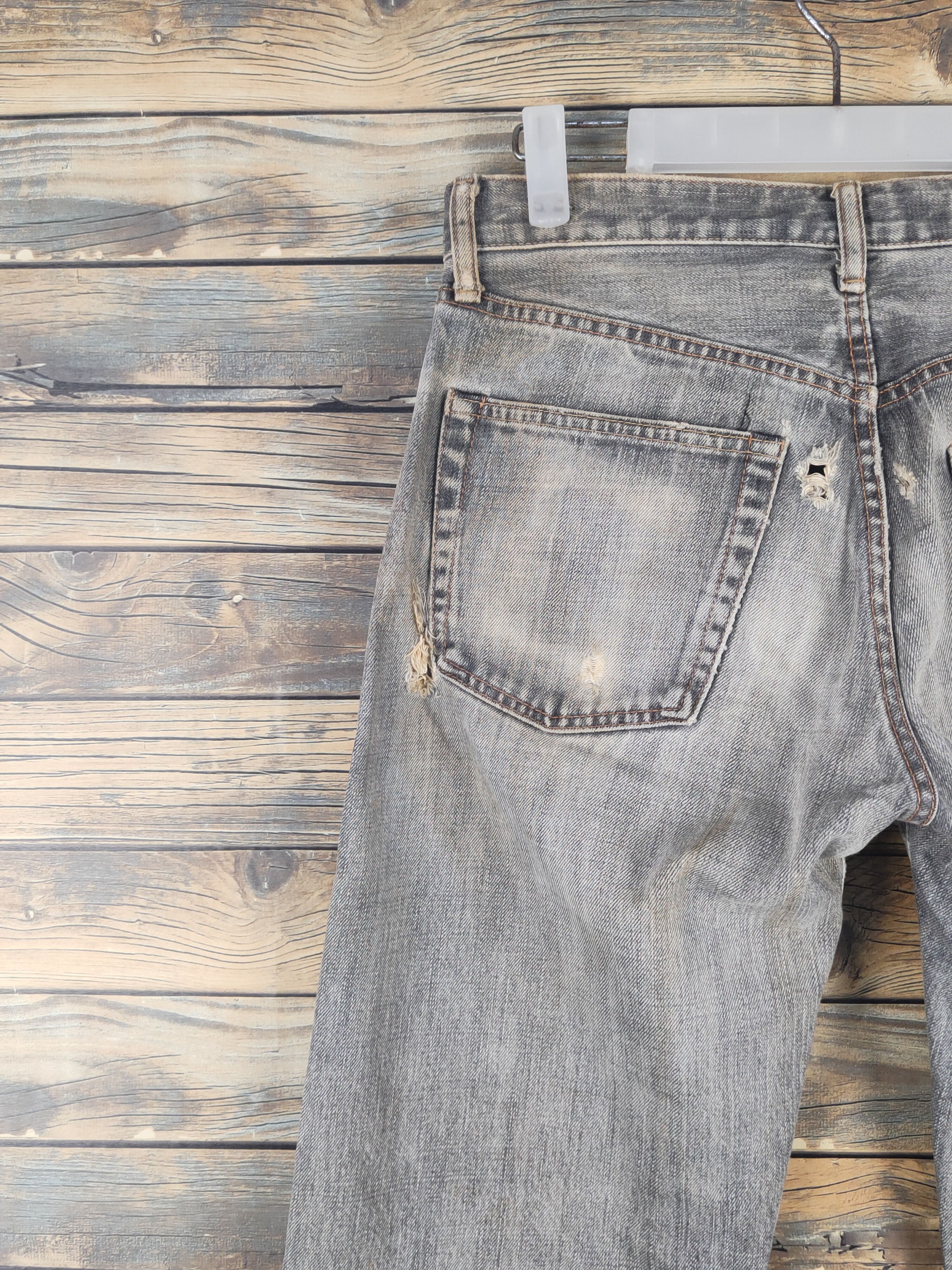 Japanese Brand Uniqlo japan vtg Black Faded Distressed Ripped Jeans #W1608 Size US 29 - 8 Thumbnail