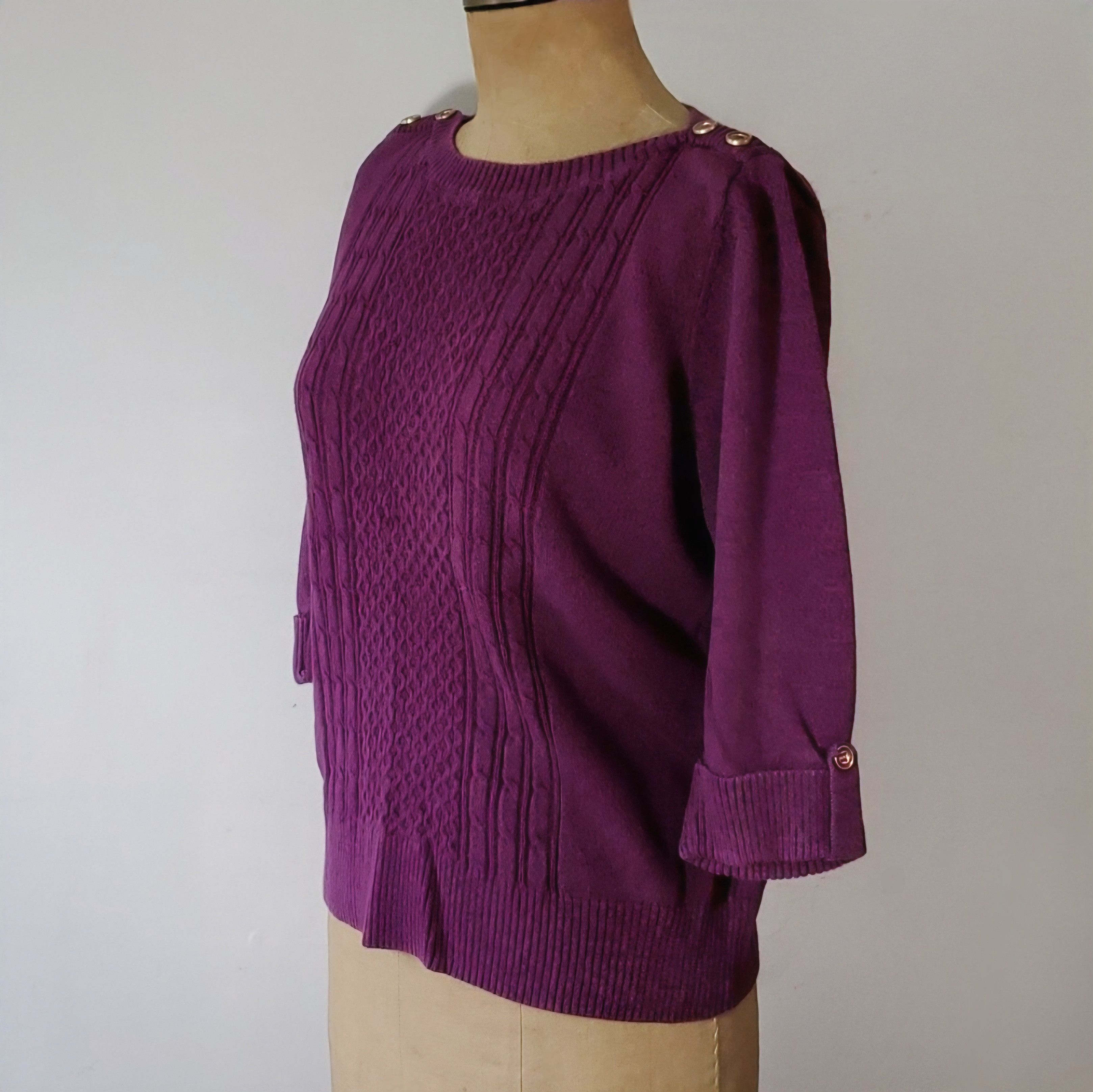 Other Karen Scott Size L Sweater Purple Pink Fushia Cording Enamel Size L / US 10 / IT 46 - 2 Thumbnail