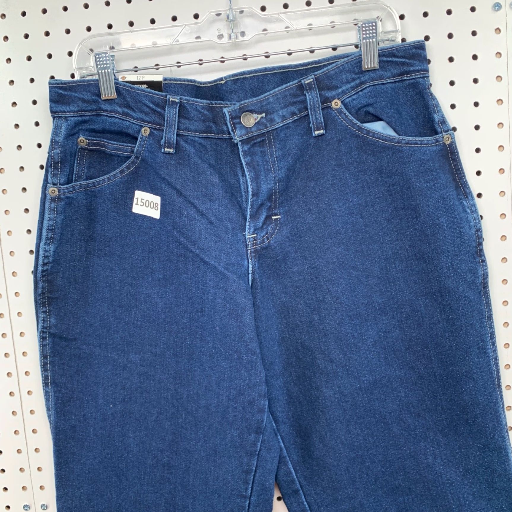 Dickies VINTAGE Dickies Women Work Jeans Size 12P Five Pocket Stretch Mid Rise Relaxed Blue Size 34" / US 12 / IT 48 - 5 Thumbnail