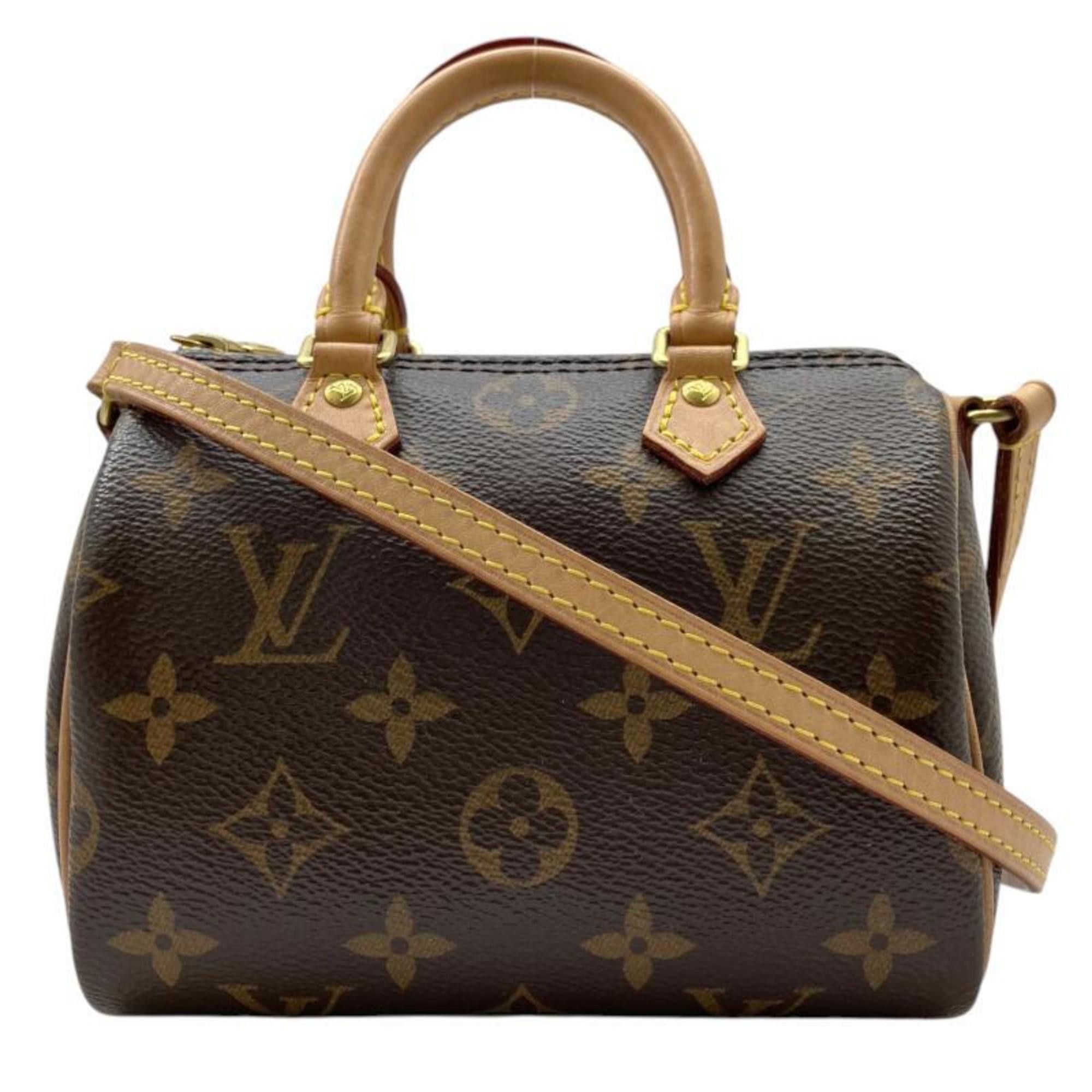 Louis Vuitton Monogram Nano Speedy Brown M61252 Ty1200 Shoulder Bag Women's Handbag Mini Boston