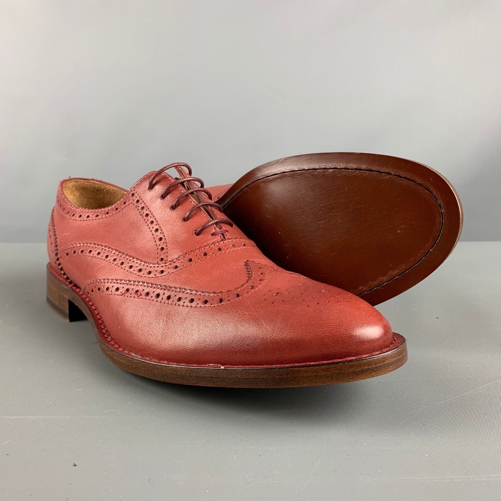 Paul Smith PAUL SMITH BSrick Perforated Leather Wingtip Lace Up Shoes Size US 8 / EU 41 - 5 Thumbnail