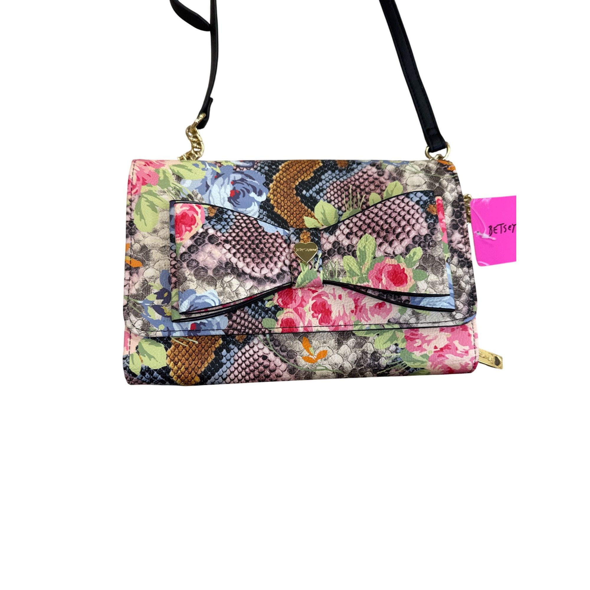 Betsey Johnson Betsey Johnson Floral Snakeskin Crossbody Clutch Purse SKU 7 Size ONE SIZE - 8 Thumbnail