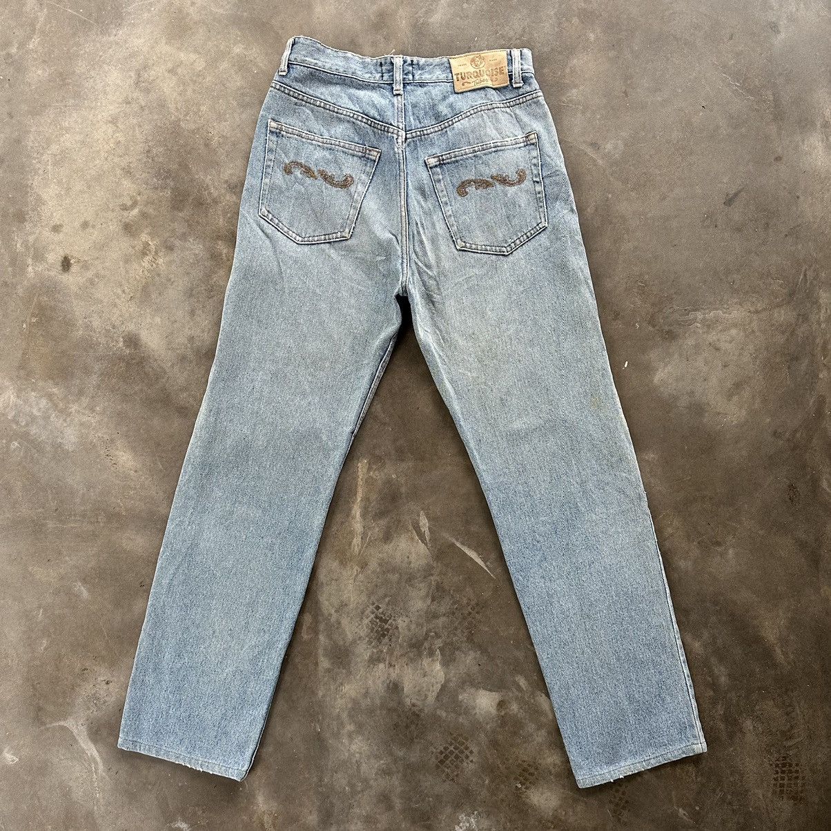 Japanese Brand W29 Vintage Turquoise Distressed Faded Denim Jean Pant Size US 29 - 10 Thumbnail