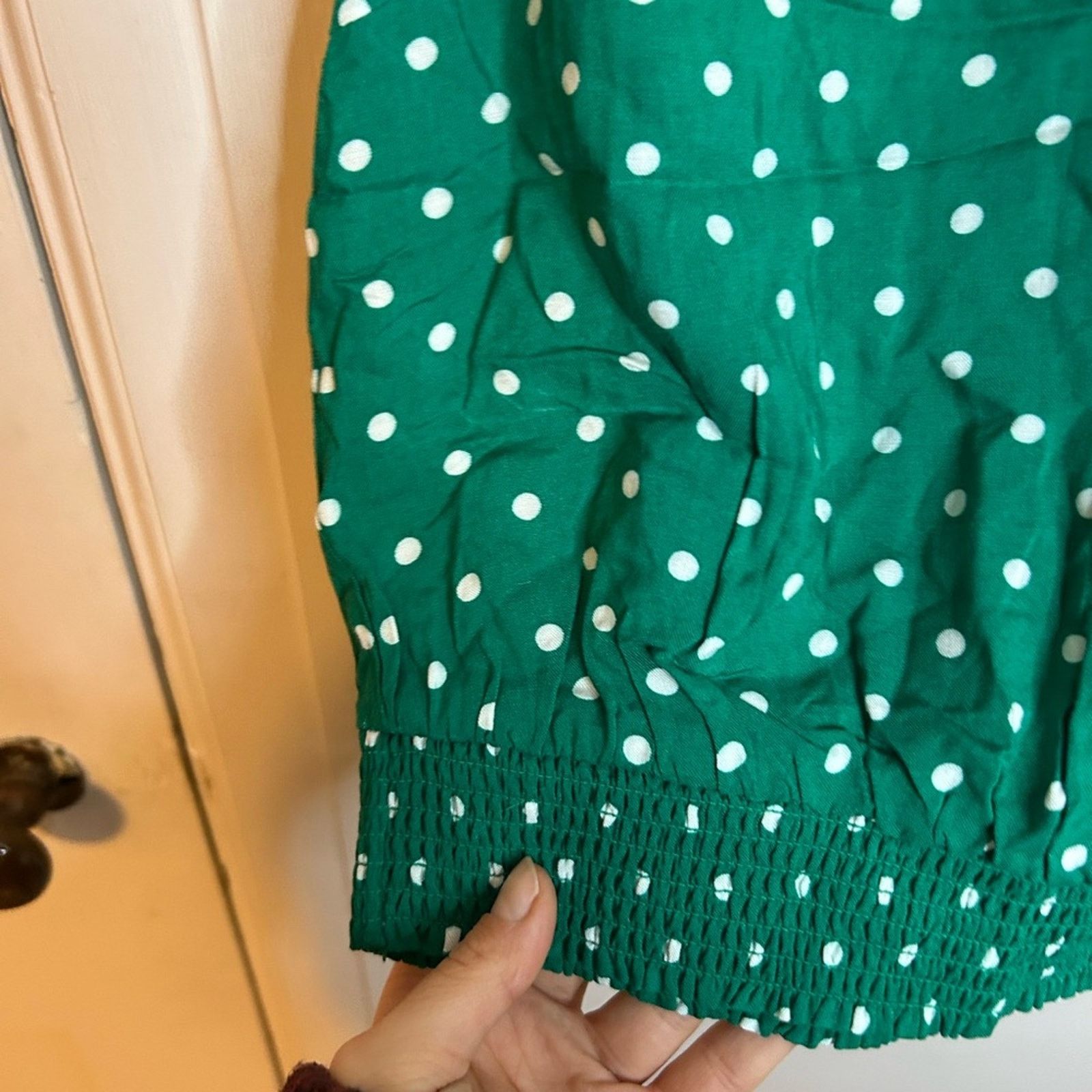 Other Nwt Abound Green Polka Dot Cropped Smocked Top Size S / US 4 / IT 40 - 4 Thumbnail
