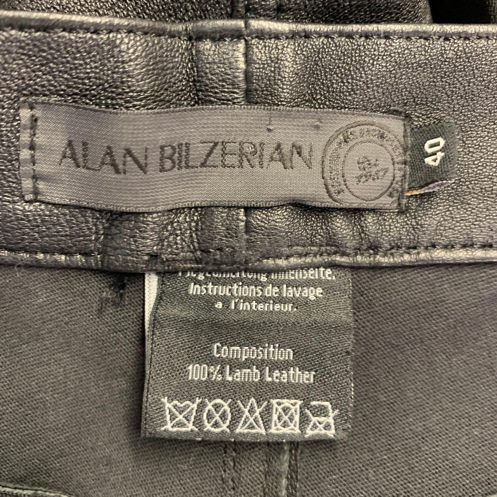 Other ALAN BILZERIAN Black Lambskin Leather Flared Casual Pants Size 27" / US 4 / IT 40 - 3 Thumbnail