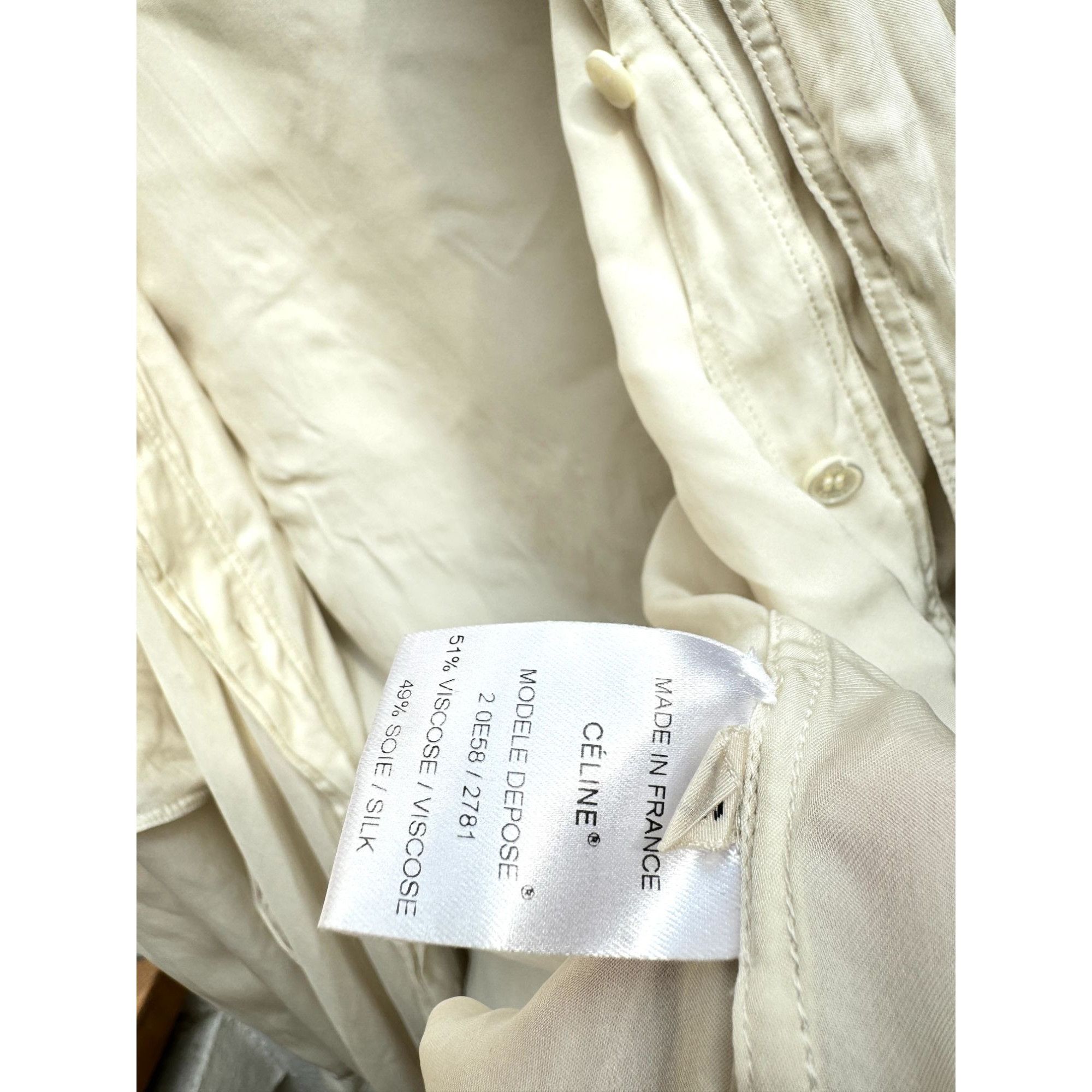 Celine SS 2010 Off-White Silk Panel Shirt Size XS / US 0-2 / IT 36-38 - 7 Thumbnail