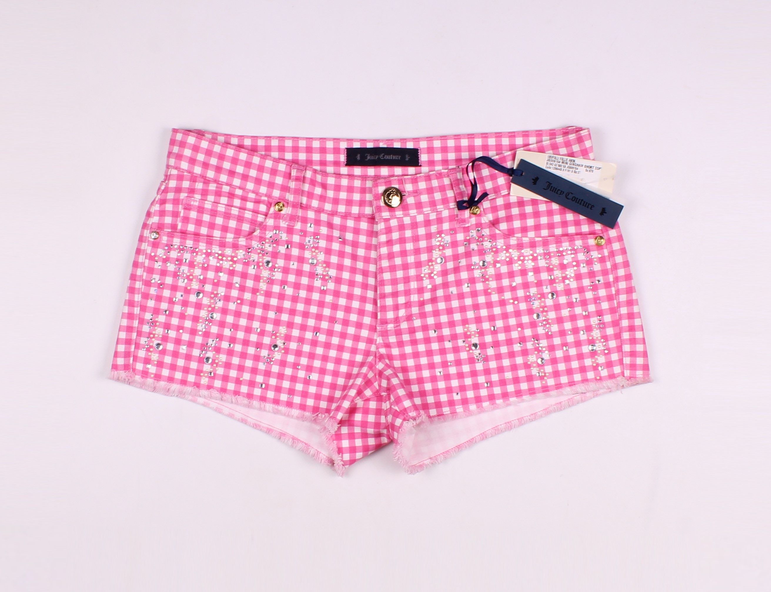 Juicy Couture × Vintage Juicy Couture Vintage Y2K Checkered Pink Barbie Shorts Size 30" / US 8 / IT 44 - 1 Thumbnail