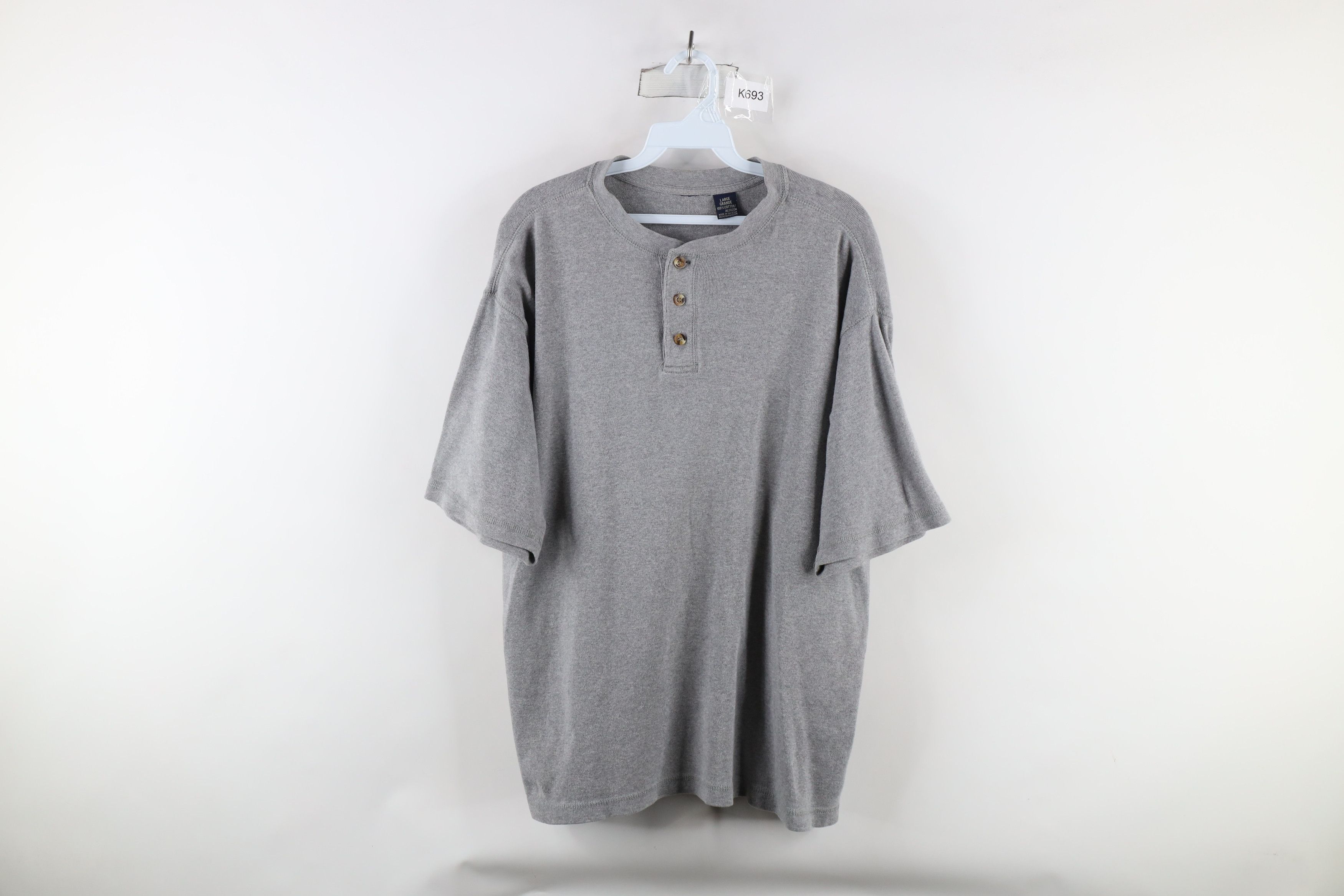 Vintage Vintage 90s Streetwear Knit Short Sleeve Henley T-Shirt Size US L / EU 52-54 / 3 - 1 Thumbnail