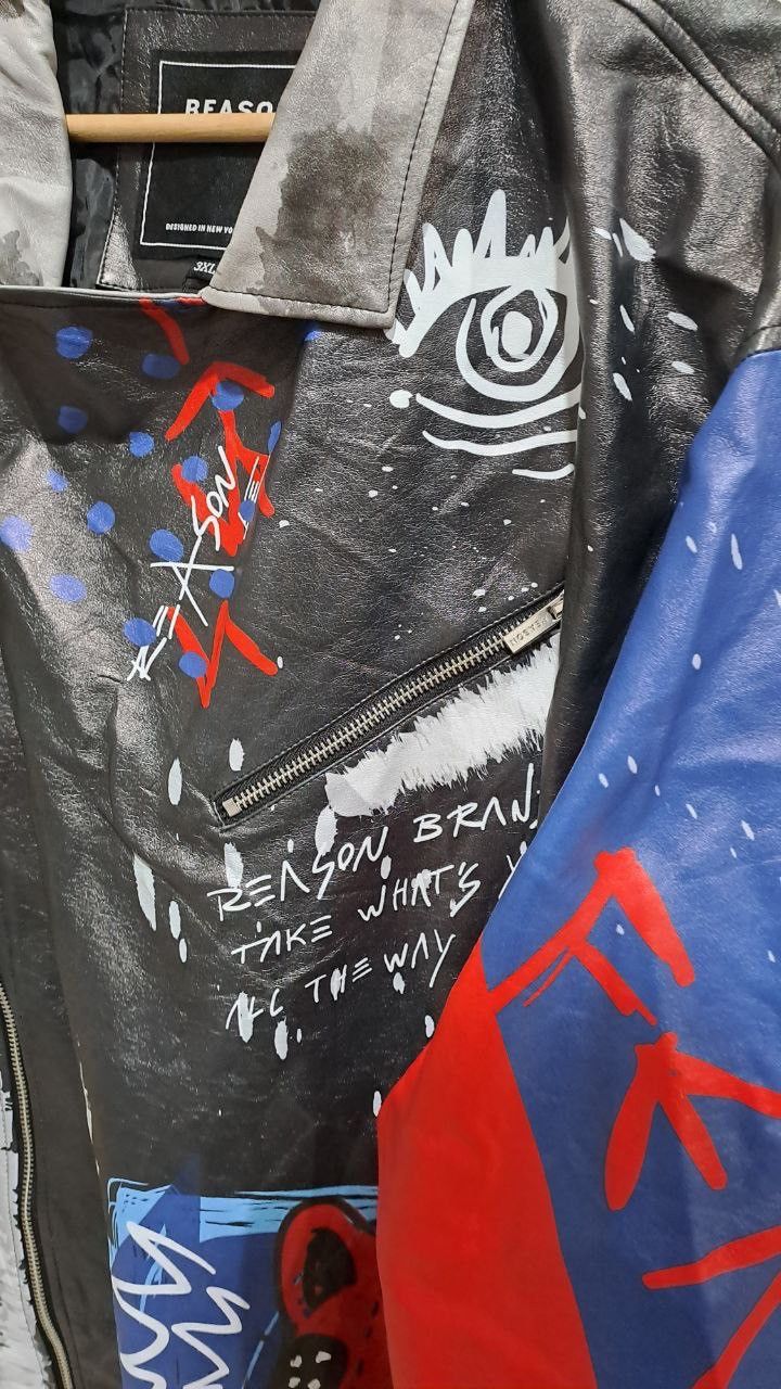 Reason NWT Reason Flyest Jean Michel Basquiat Faux Leather Jacket Size US XXL / EU 58 / 5 - 5 Thumbnail