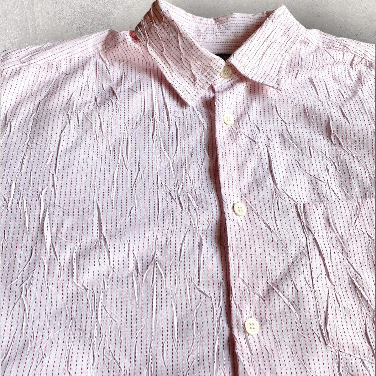 Issey Miyake Stripes Embroidered Wrinkle Oversize Shirt Size US M / EU 48-50 / 2 - 1 Thumbnail