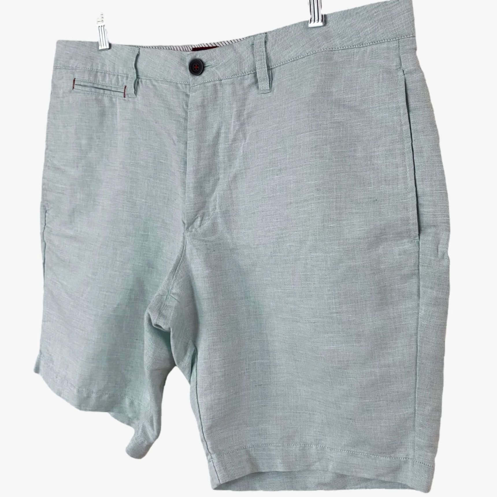 UNTUCKit UNTUCKit Paumanok Golf Shorts Light Green Flat-Front Linen Chinos Men 36 5-Pocket Casual Travel Size US 36 / EU 52 - 3 Thumbnail
