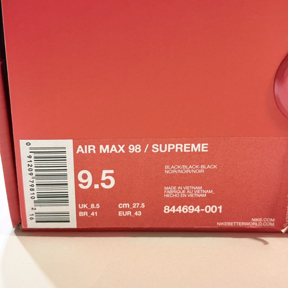 Nike × Supreme SS16 Supreme x Nike Air Max 98 Size US 9.5 / EU 42-43 - 9 Thumbnail