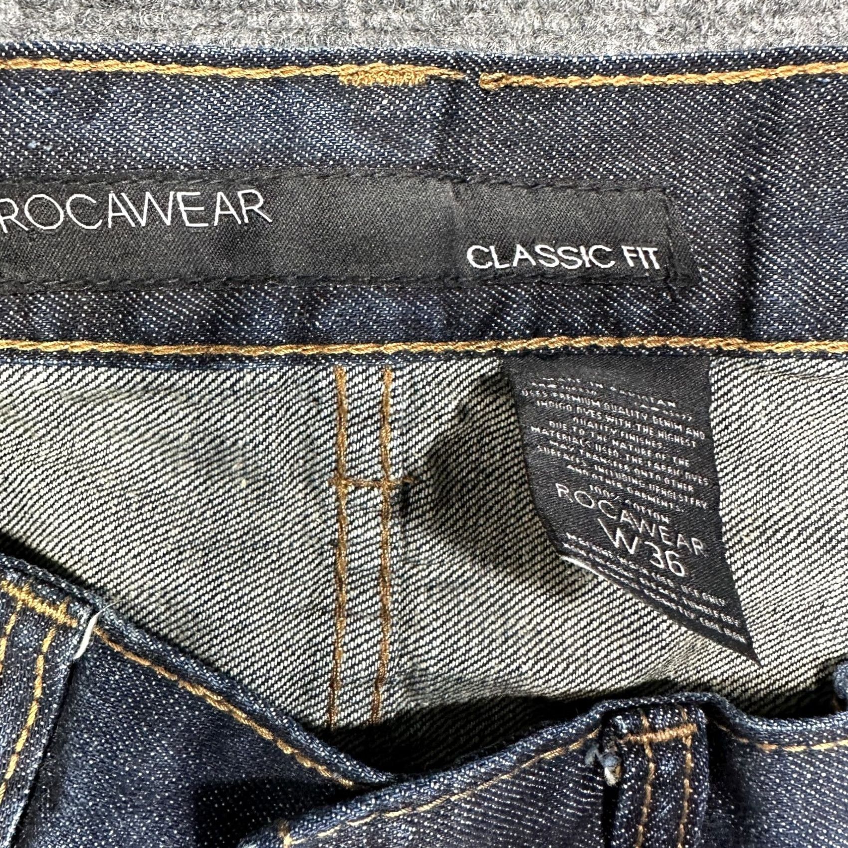 Rocawear Rocawear Jeans Mens 36 Classic Fit Dark Wash Cotton Pockets Logo Zip Fly Jeans Denim Blue 5-Pocket Design Classic Fit Mens Size US 36 / EU 52 - 5 Thumbnail